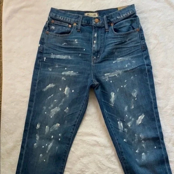 madewell high rise slim boyfriend fit paint jeans​